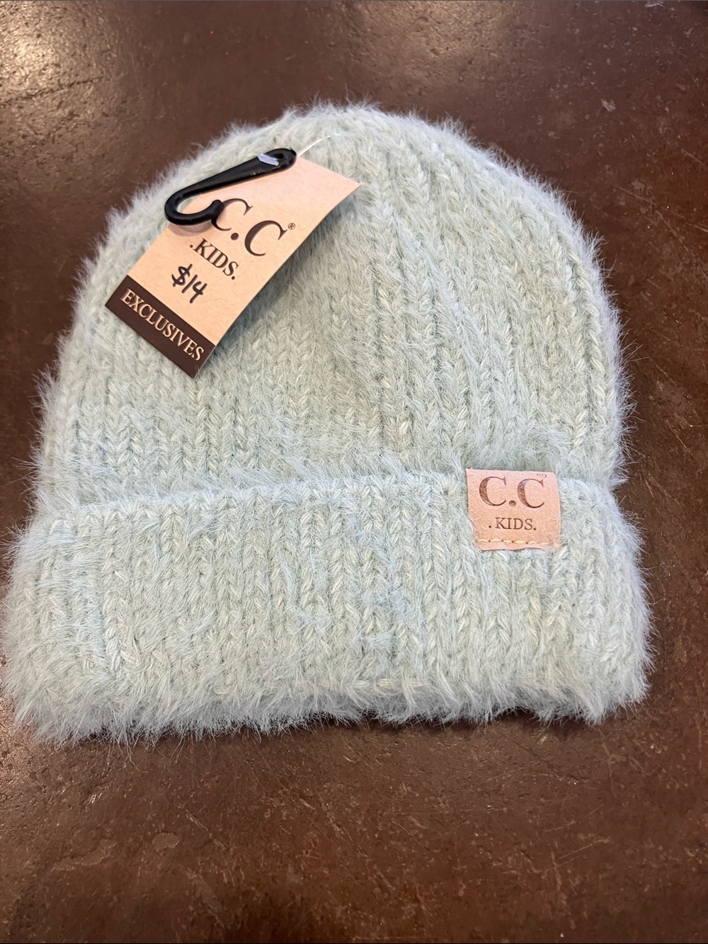 C.C Kids Pale Blue Fuzzy Knit Cuffed Beanie